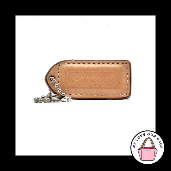 2" VINTAGE COACH Natural & Pink Leather Nickel Fob Bag Charm Keychain Hang Tag - Picture 1 of 2